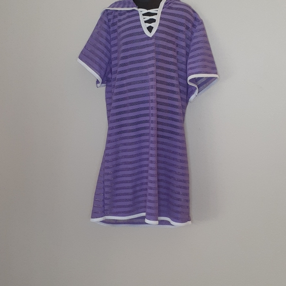 Free Country Girls Purple/White Bathing Suit Cover-up, Size XL - Picture 1 of 3